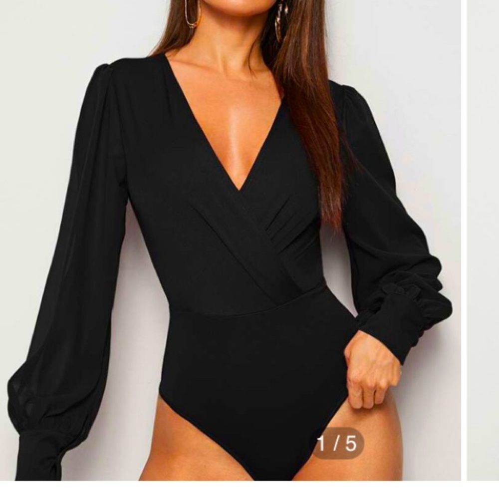 Surplice Front Lantern Sleeve Bodysuit